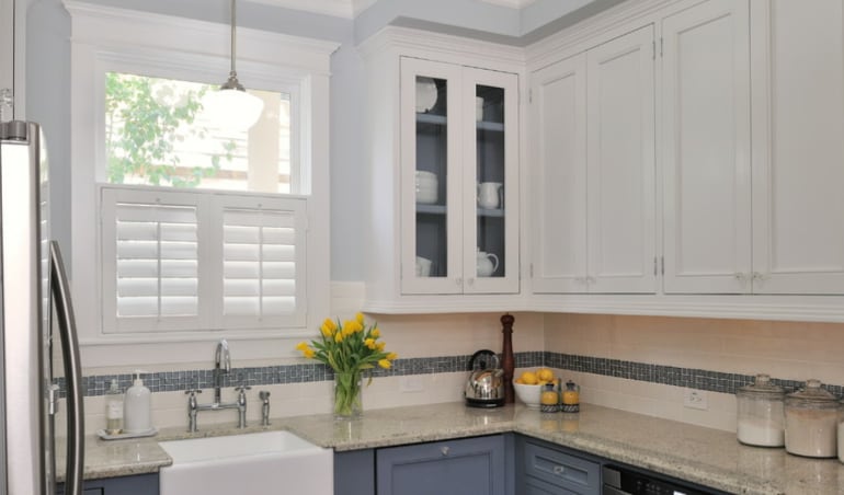 Polywood shutters in a Cincinnati kitchen.